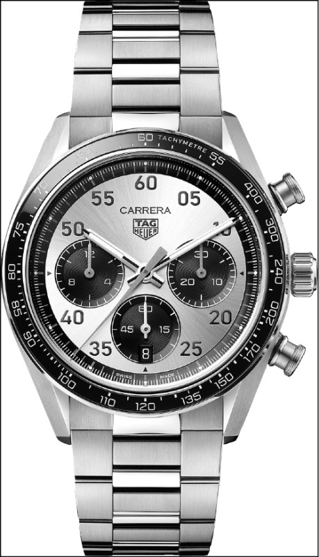 Carrera Sport計時腕錶42毫米銀色鍊帶款，212,200元。