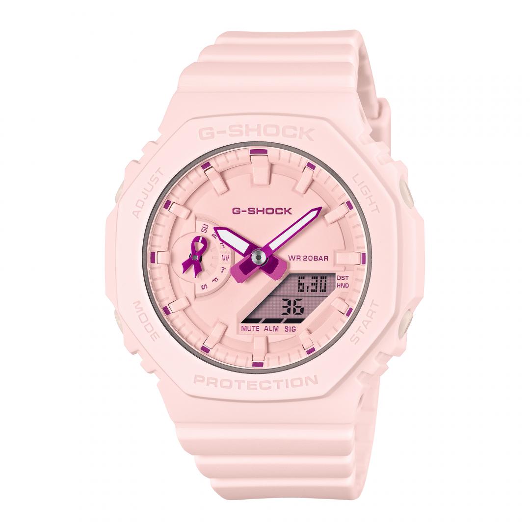 G-SHOCK以粉紅絲帶為靈感打造全新錶款GMA-S2100PR-4A，3,600元。(G-SHOCK提供，以下同)