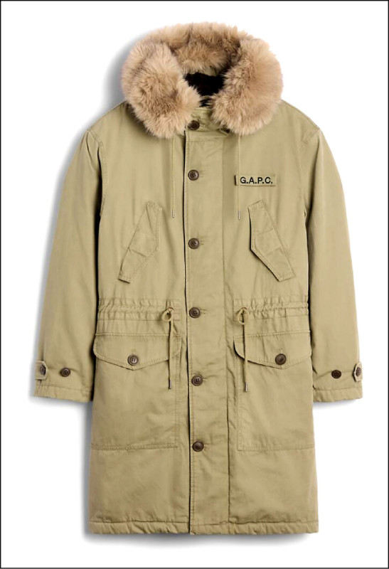 Gap×A.P.C.聯名系列男裝長版大衣，8,999元。
