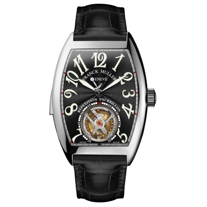 FRANCK MULLER Cintrée Curvex Minute Repeater Tourbillon三問報時陀飛輪腕錶，搭載FM 3300手動上鍊自製機芯，18K白金錶殼，具時、分、陀飛輪秒數顯示及三問報時功能，錶殼36×50.4mm，動力儲存60小時，防水30米，約12,780,000元。（FRANCK MULLER提供）