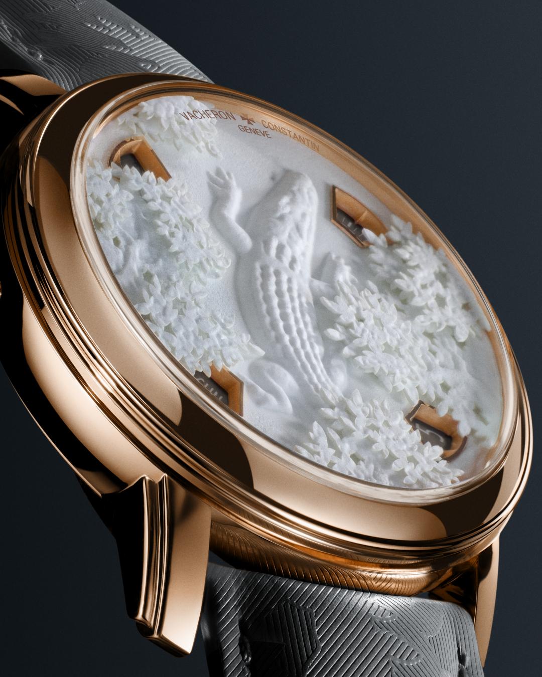 Métiers d’Art 藝術大師系列致敬動物王國腕錶，紙雕鱷魚。
