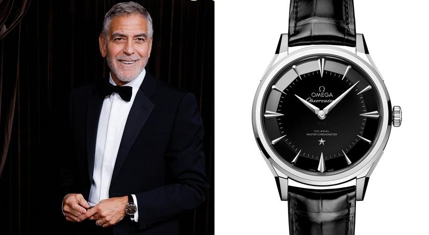 喬治克隆尼佩戴OMEGA Constellation Observatory腕錶，369,000元。(路透、OMEGA提供)