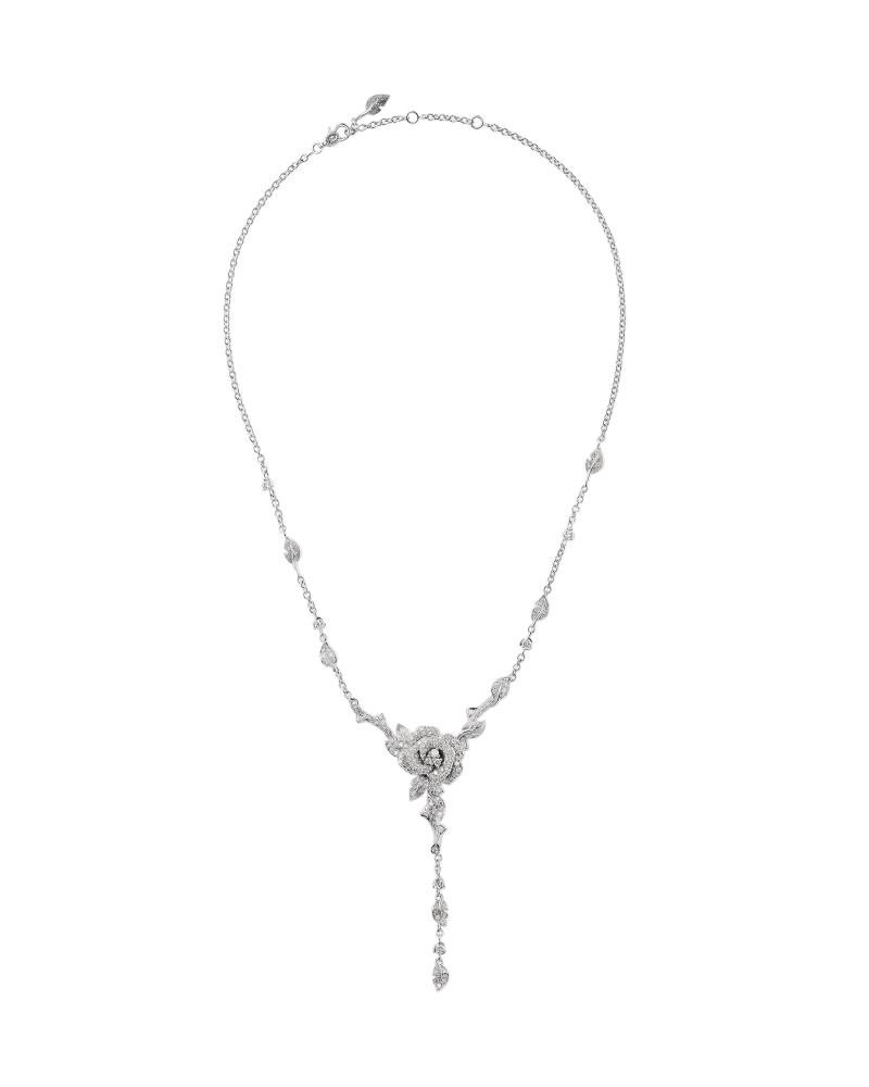 Rose Dior Bagatelle 18K白金鑽石長項鍊，1,700,000元。（DIOR提供）