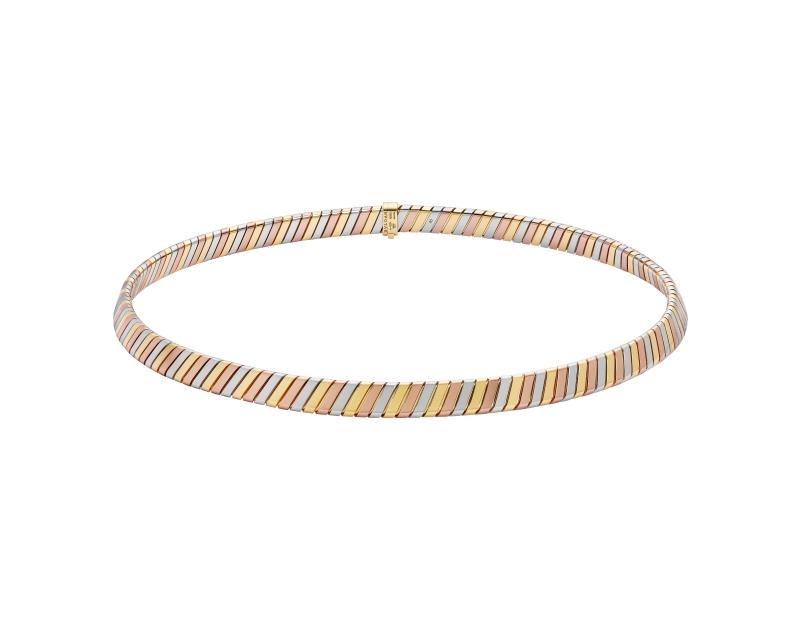 BVLGARI Tubogas系列 三色金頸鍊。（BVLGARI提供）