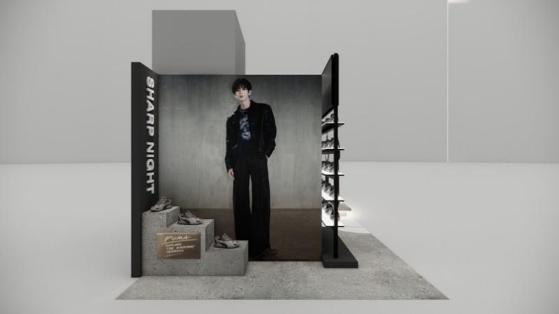 PUMA打造張凌赫Sharp Night期間限定快閃空間，展示秋冬系列服飾與鞋款。（PUMA提供）