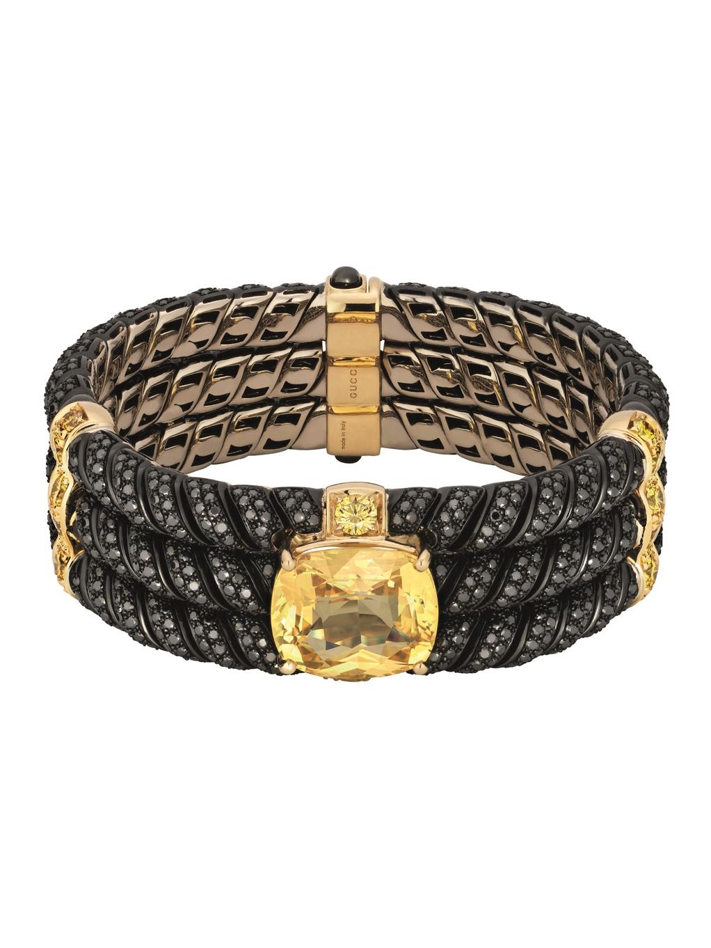 Gucci Marina Chain高級珠寶手鍊，黃金、黃色藍寶石、鑽石。