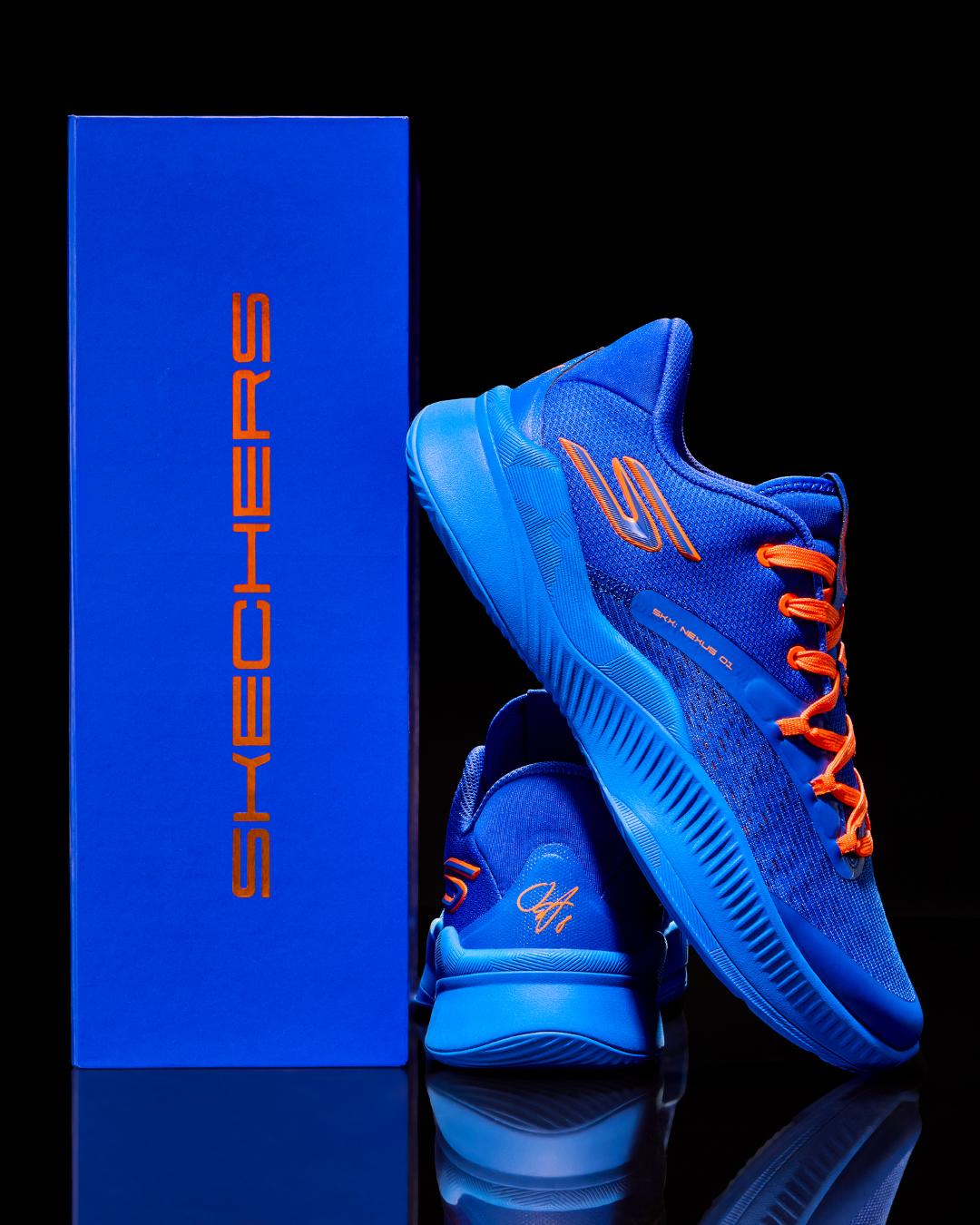 SKECHERS Nexus NYC Blue正式在台開賣，讓球迷真正穿上經NBA頂級賽場實戰驗證的專業籃球配置。(SKECHERS提供，以下同)
