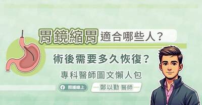 照護線上》胃鏡縮胃適合哪些人？術後需要多久恢復？專科醫師圖文懶人包