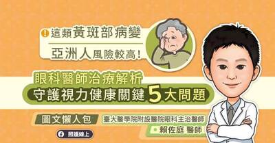 照護線上》這類黃斑部病變亞洲人風險較高！眼科醫師治療解析，守護視力健康關鍵５大問題（圖文懶人包）