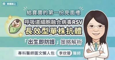 照護線上》給寶寶的第一份見面禮，呼吸道細胞融合病毒（RSV）長效型單株抗體「出生即防護」策略解析，專科醫師圖文懶人包