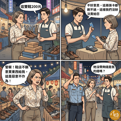 法操》【司想評論】婦人夜市殺價20元不成報警，控店家是「消極不作為犯」？