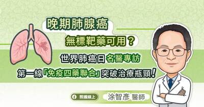 照護線上》晚期肺腺癌無標靶藥可用？世界肺癌日名醫專訪：第一線「免疫四藥聯合」突破治療瓶頸！
