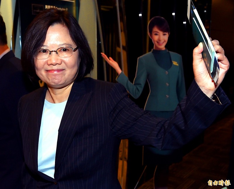 民進黨主席蔡英文已抵達洛杉磯，並發表演講談論「維持現狀」議題。（記者朱沛雄攝）