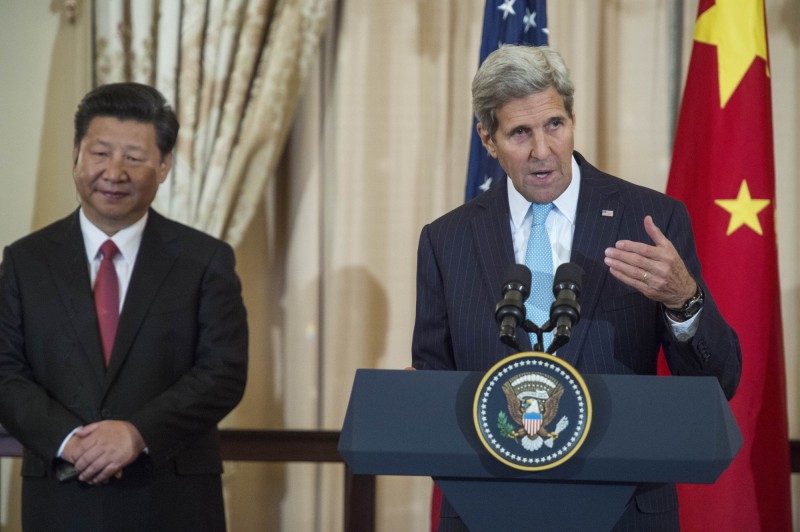 有關「台灣議題」在歐習會後舉行的聯合記者會上，歐巴馬在會談中主動重申三公報與台灣關係法立場，而習近平在隨後的開場白致辭中，卻沒有提到台灣問題。（AFP）