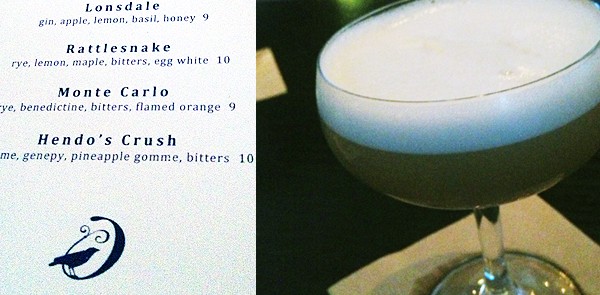 Beretta的酒單與裸麥威士忌調製的Rattlesnake。（圖：作者提供）