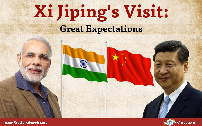 （2014 年習近平訪問印度受到兩國媒體高度期待。圖片來源：https://goo.gl/uo5fAw）