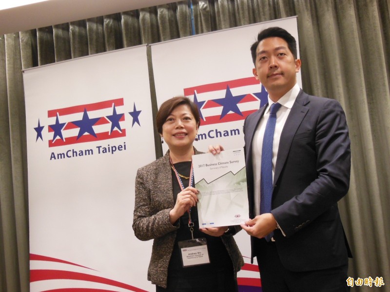 美國商會會長章錦華（右）（Albert Chang）。（記者羅倩宜攝）