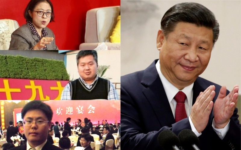出生於台灣的盧老師入中國籍、獲選中共十九大代表，儼然拉開一系列肥皂劇的序幕。盧麗安（左上）、王裕慶（左中）、張立齊（左下）及習近平（右）（報社合成照/路透/中央社/明報/張立齊臉書）