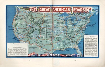 財富雜誌（Fortune）1934年9月號的跨頁插圖，頁58-59 ，John Steuart Curry繪製