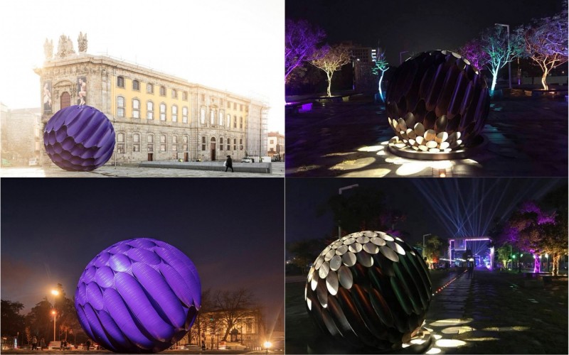 台灣燈會作品「嘉藝之光」（右）與Hugo Reis作品「Eclipse（日蝕）（左）。 （取自Hugo Reis臉書）