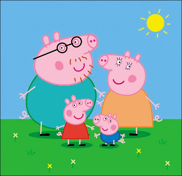 英國動畫《佩佩豬》造型可愛，情節幽默詼諧。（取自網路）