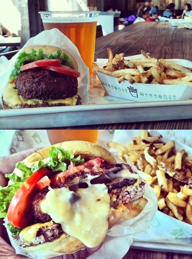 Shake Shack的頂級漢堡Shake Stack有厚厚的安格斯牛肉和咬下去會爆漿的貝羅蘑菇實為人間美味！（圖：作者提供）