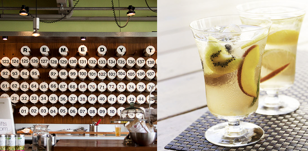 Remedy Teas店景與White Tea Sangria。（圖：Yow Yow! & Imbibe Magazine）