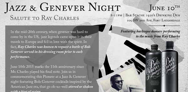 Bols Genever為雷．查爾斯舉辦的活動之一。（圖：Broward Palm Beach New Times）