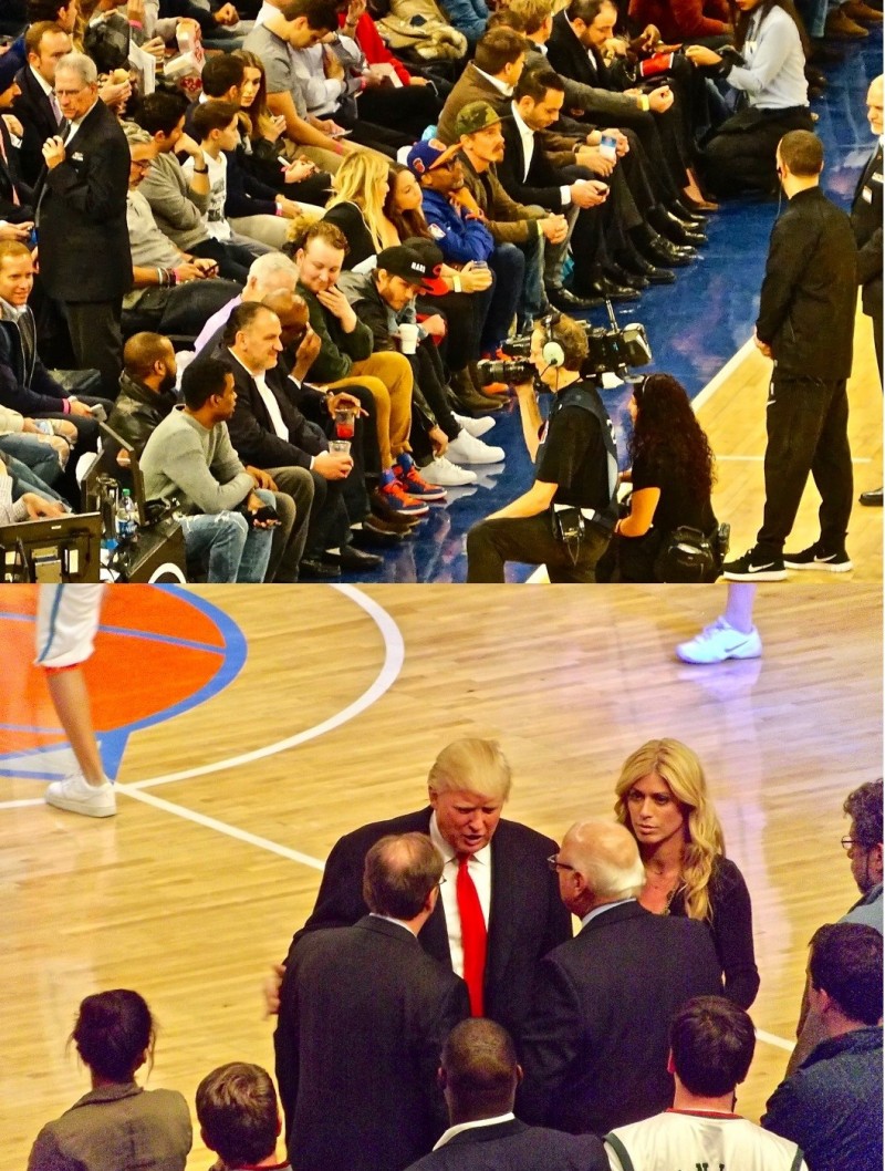 與球隊戰績相較之下，尼克隊老闆更在乎有沒有知名人物來場邊看球。James Dolan也是現任美國總統川普在紐約的重要金主之一。（圖：作者提供）