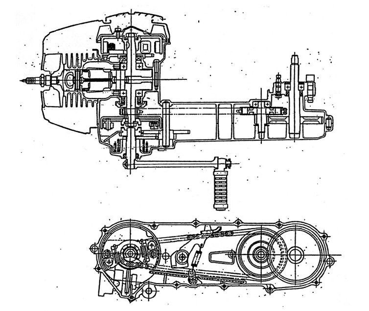 山葉Passol的傳動構造，堪稱今日速克達機車的基礎。（圖片來源：網路）