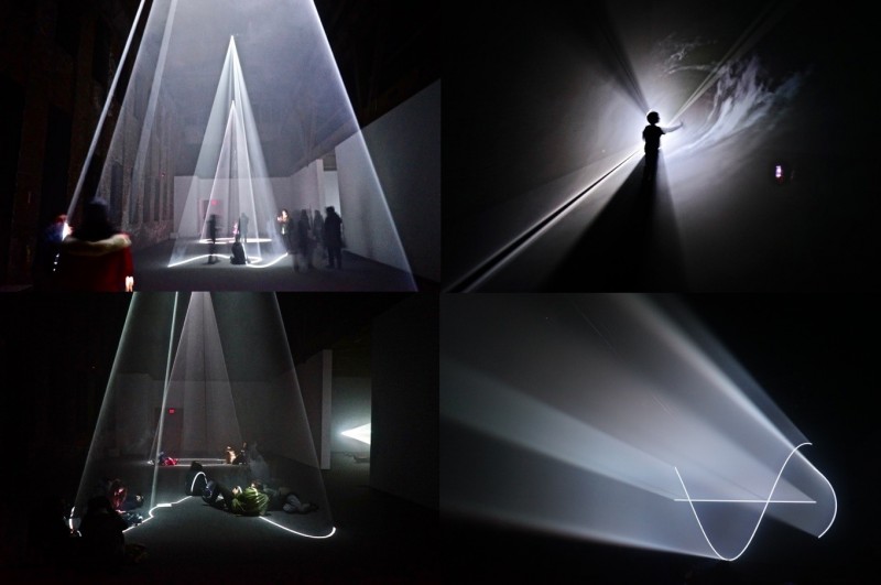 2018年初Pioneer Works展出Anthony McCall的Solid Light Works在當時吸引無數紐約客前來參觀，是Pioneer Works代表性的展覽之一。（圖：作者提供）