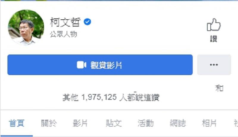 柯文哲臉書粉專至上週末已跌破200萬人，掉粉人數高達14萬人，目前數字來到198萬人，且仍在不斷下修中。（截自柯文哲臉書）