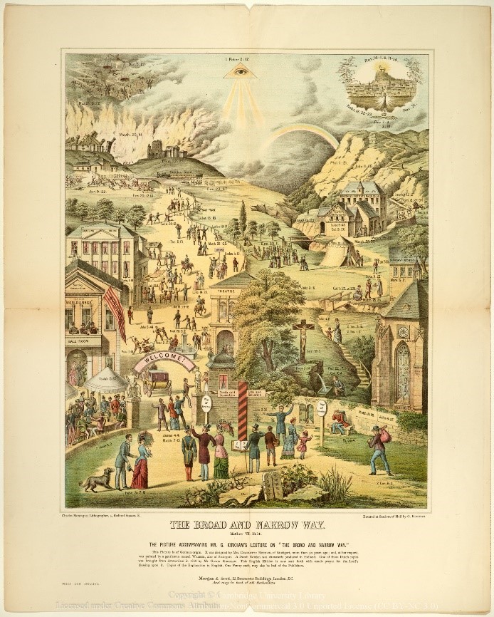 【圖 4】英語版The Broad and narrow Way，推測為1886年。圖片來源：https://exhibitions.lib.cam.ac.uk/wrongdoing/artifacts/broad-and-narrow-way/