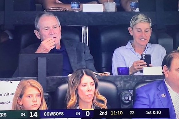 艾倫被拍到和小布希在同一個包廂看球賽，她當時的藉口是對任何人都可以Kind。（圖：網路）