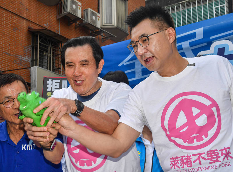 前總統馬英九（中）與國民黨主席江啟臣（右）。（中央社資料照）