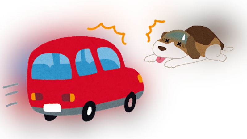 「開車撞狗」為什麼不是傷害罪？（報社合成／https://www.irasutoya.com/）