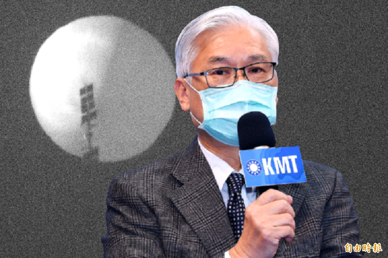 在此敏感時刻，我們最大的在野黨到底為台灣、為國家做了些什麼？對中國輸誠，要和中國「對談」！圖為中國間諜氣球與國民黨副主席夏立言。（報社合成／法新社）