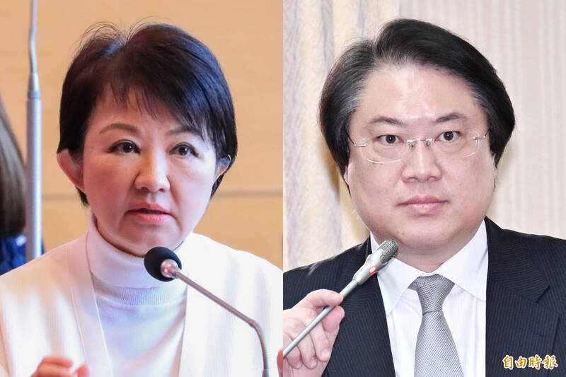台中市標售市地重劃抵費地，引起內政部長林右昌（右）、台中市長盧秀燕（左）互槓。（資料照）