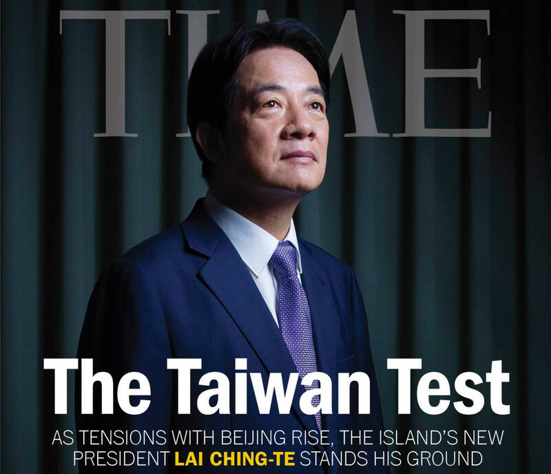 總統賴清德登上時代雜誌封面人物，美東時間十三日刊出專訪。（圖擷取自Time官網）