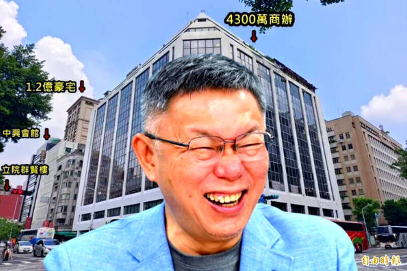 民眾黨主席柯文哲昨天被爆料5月花4300萬元現款購入林森南路十號三樓價值4300萬商辦。（報社合成／資料照）