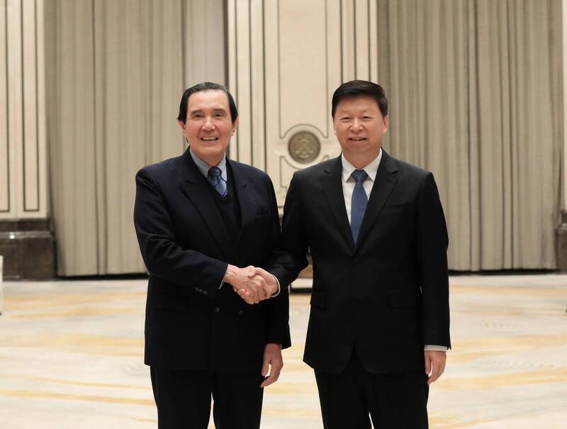 去年底，前總統馬英九再次訪中與國台辦主任宋濤會面。（馬英九基金會提供）