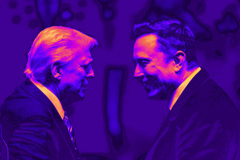 川普本次競選時，美國的超級富豪中，馬斯克狂熱支持川普。但兩人關係最近生變。（取自貼文）