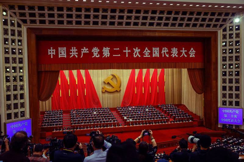中共二十大的報告指出，講好中國故事、傳播好中國聲音 …。圖為中共二十大開幕。（歐新社檔案照）