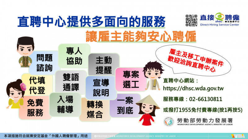 動力發展署說明直接聘僱的優點。（發展署提供）
