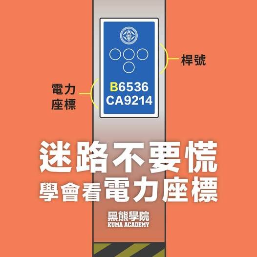 迷路不要慌 學會看電力座標。（取自貼文）