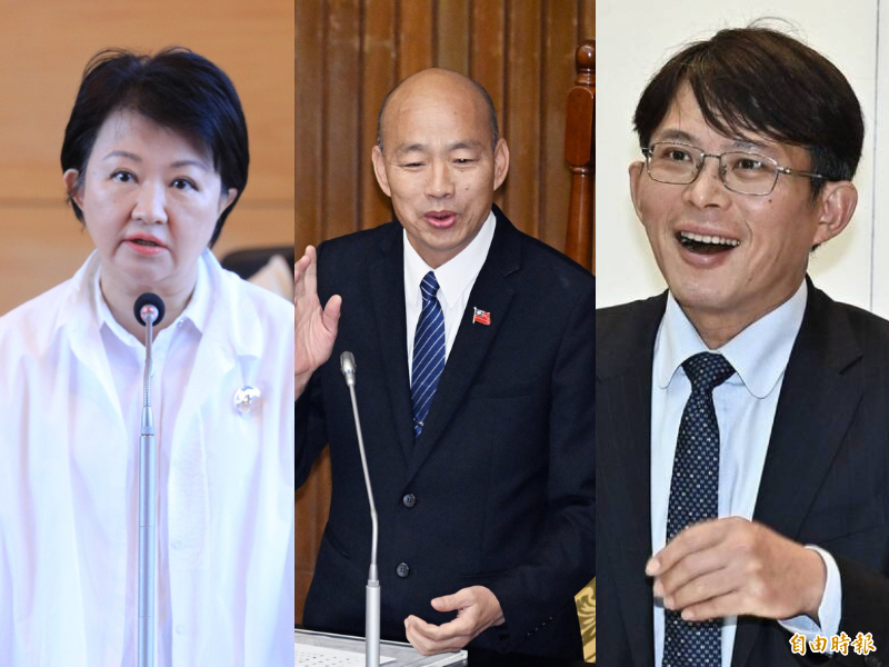 近年來，藍白兩黨竄起的3位政治人物，由左至右分別為台中市長盧秀燕、立法院長韓國瑜、民眾黨主席黃國昌。（資料照，本報合成）