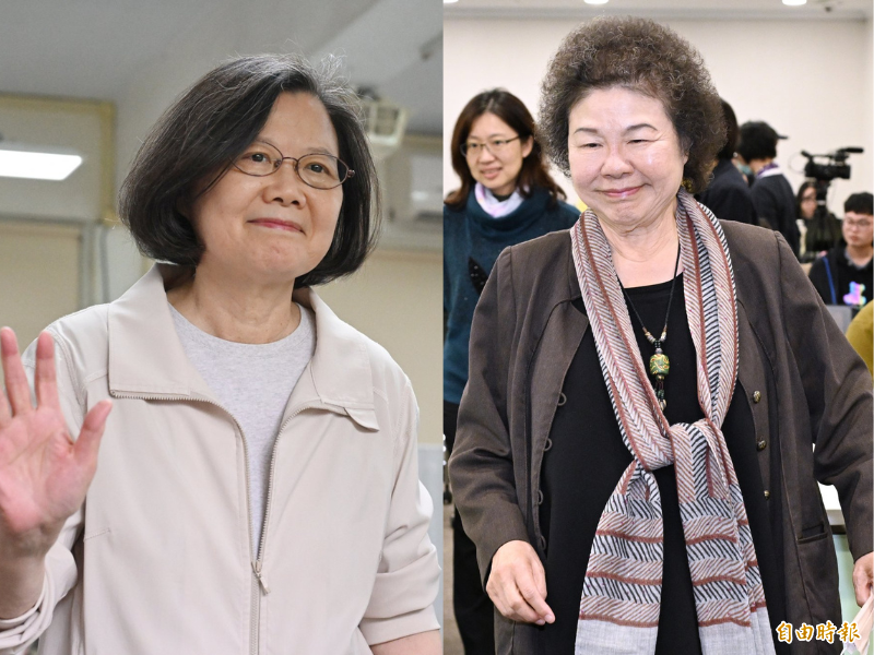 前總統蔡英文（左）與監察院長陳菊（右）皆未靠「母性符號」來執政。（資料照）