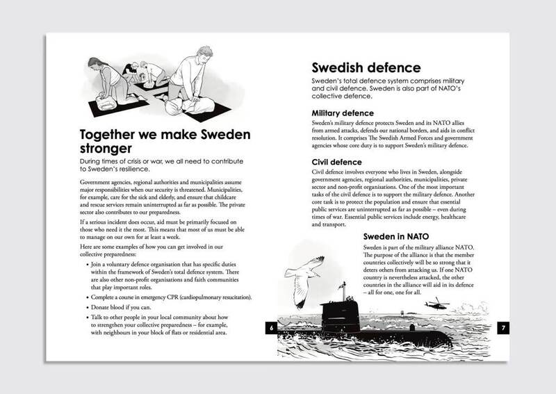 瑞典民防手冊中也被不斷強調：「任何關於應停止抵抗的說法都是虛假的。」（取自貼文）