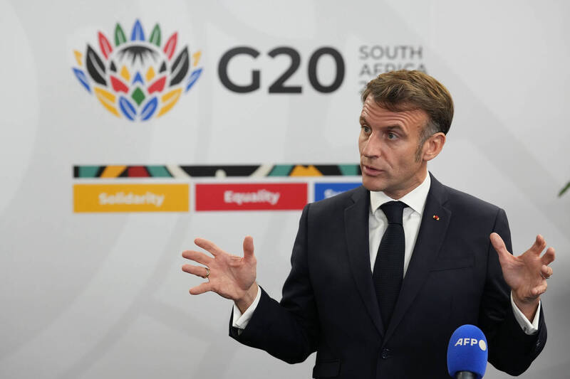 法國總統馬克宏在開幕致詞時那句「G20或許已走到一個週期的盡頭」，聯合宣言的含金量，恐怕是歷屆最低。（美聯社檔案照）