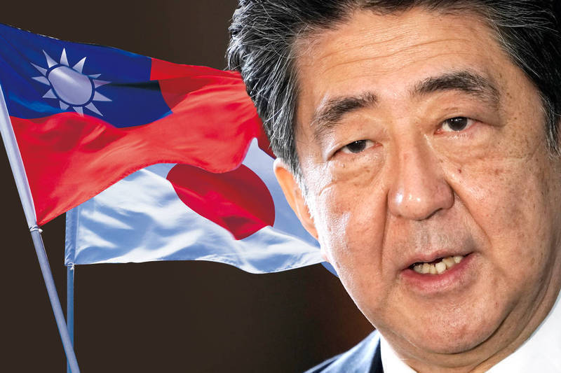 日本前首相安倍晉三生前演講時直言「台灣有事就是日本有事，也是日美同盟有事」。（美聯社，本報合成）